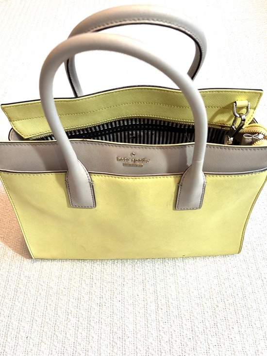 kate spade Handbags - kate spade Yellow and Light Gray Leather Top-Handle Tote